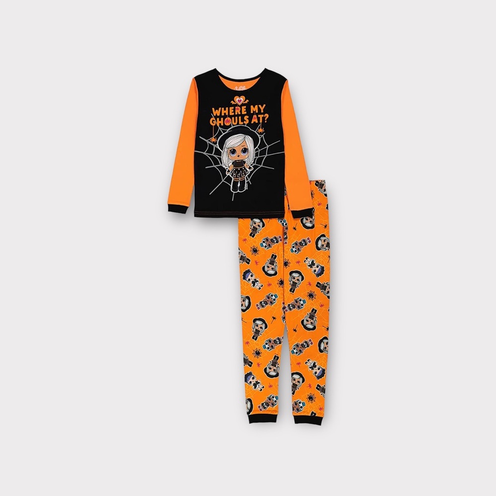 LOL Surprise! “Where My Ghouls At” Orange & Black Pajama Set